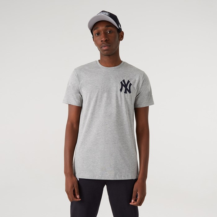 New York Yankees Logo Short Sleeve Miesten T-paita Harmaat - New Era Vaatteet Tarjota FI-945782